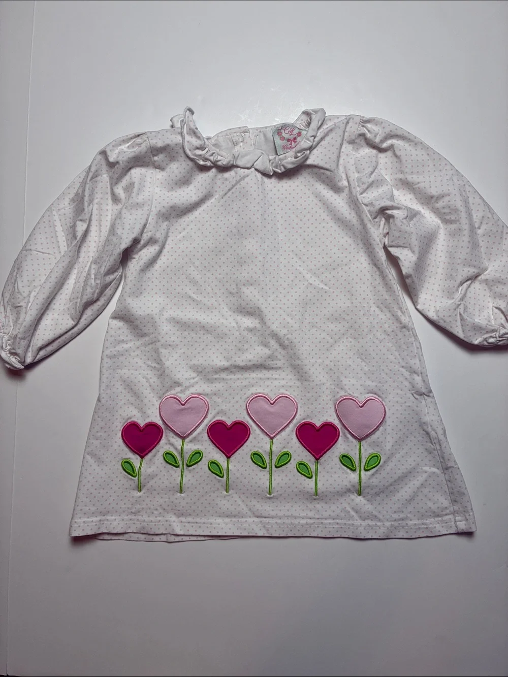Kids Pink Heart Flower Set - Long Sleeve Top & Leggings